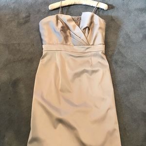 Formal Satin and Beaded Bodice Strapless Dress